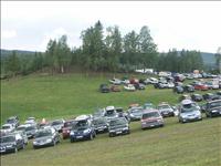 Parkeringen lutade...