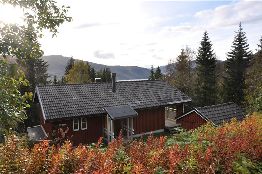 V�rt hus i �re med �redalen i bakgrunden.