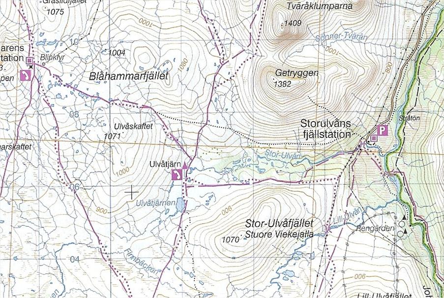 Vi gick mellan Storulv�ns fj�llstation och Ulv�tj�rns vindskydd