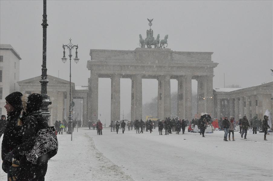 Brandenburger tor. Nu sn�ar det ordentligt.