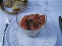 Avslutningsmiddag - f�rr�tt: Marinerad lax med guacamole