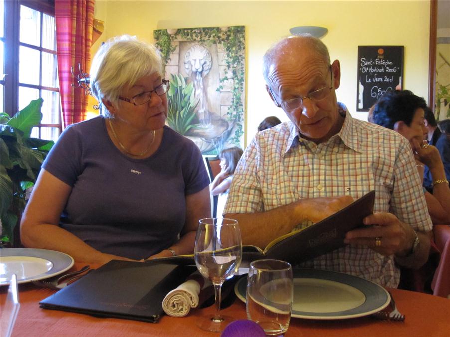 Sista middagen i Aups p� en gourm�restaurang