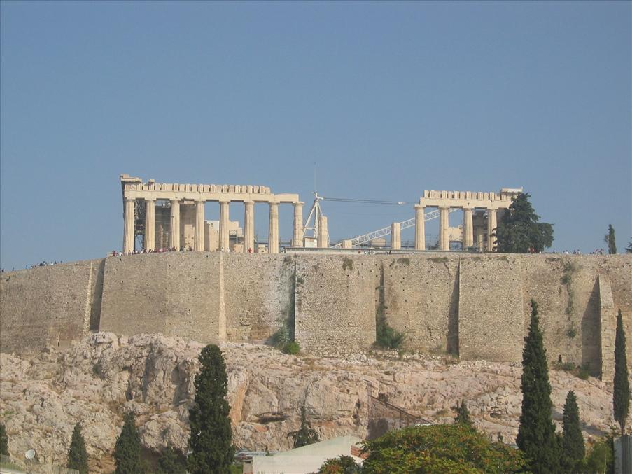 Akropolis fr�n hotelltaket