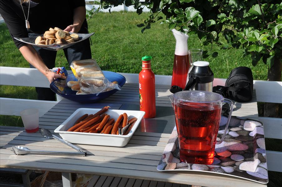 Efter t�vlingen serverades saft, kaffe, kakor och korv.